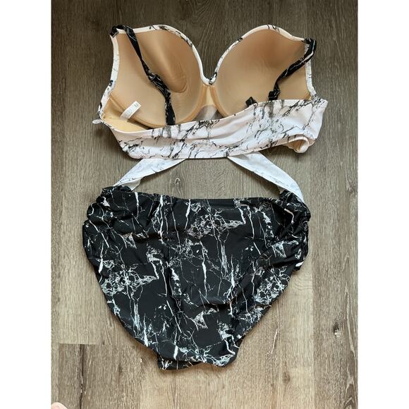 Swim By Cacique 44DD One Piece Black and White Marble Swimsuit NEW‎ - Picture 4 of 7